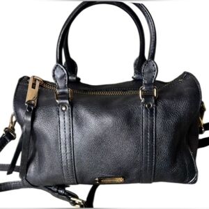 Authentic Burberry Small Black Leather Handbag/Crossbody/Satchel - GUC